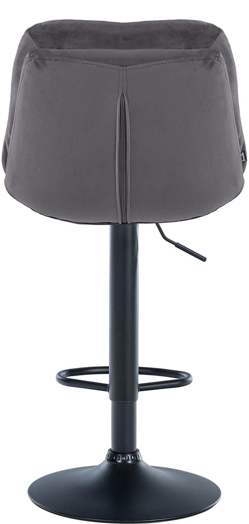 Tabouret chaise haute x1 pour cuisine et bar à assise moelleuse en velours gris foncé cadre en métal noir 10_0005693