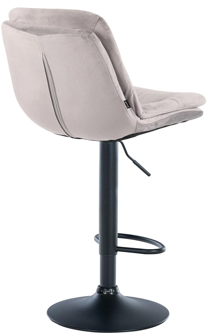 Tabouret chaise haute x1 pour cuisine et bar à assise moelleuse en velours gris cadre en métal noir 10_0005692