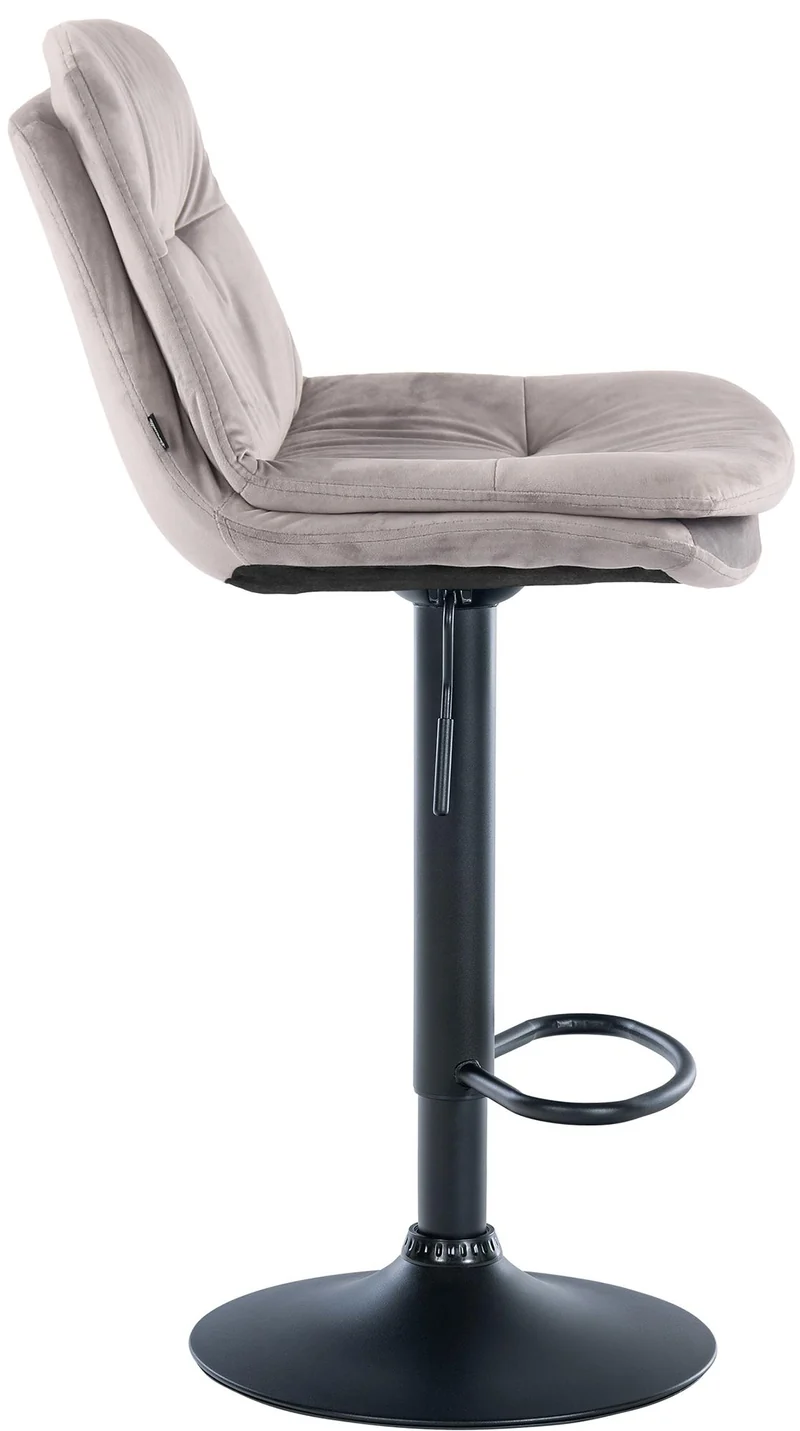 Tabouret chaise haute x1 pour cuisine et bar à assise moelleuse en velours gris cadre en métal noir 10_0005692