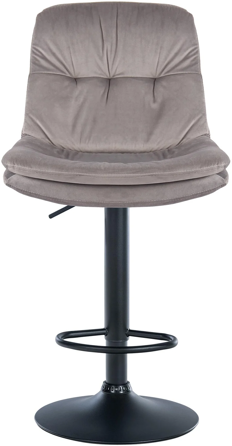 Tabouret chaise haute x1 pour cuisine et bar à assise moelleuse en velours gris cadre en métal noir 10_0005692