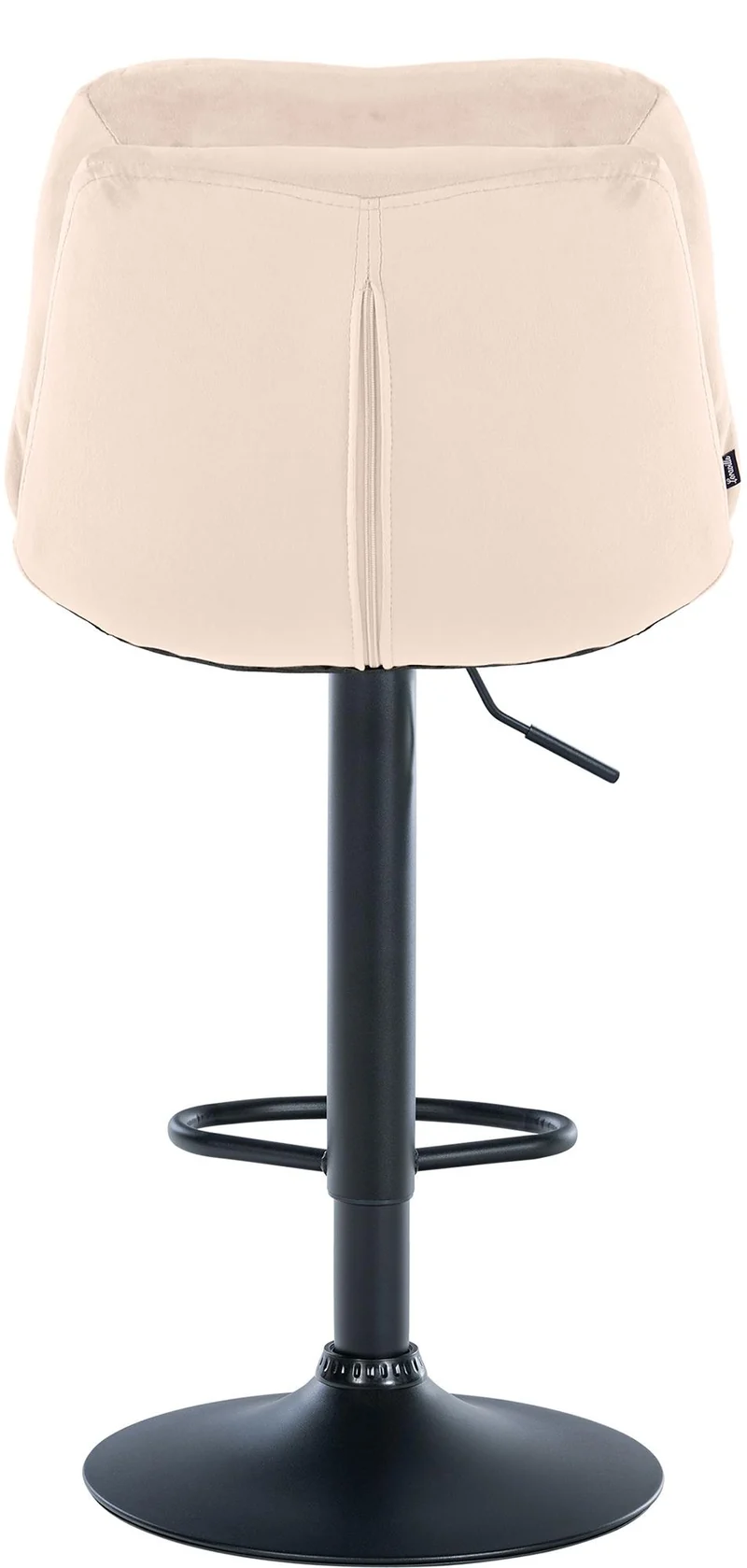 Tabouret chaise haute x1 pour cuisine et bar à assise moelleuse en velours crème cadre en métal noir 10_0005691