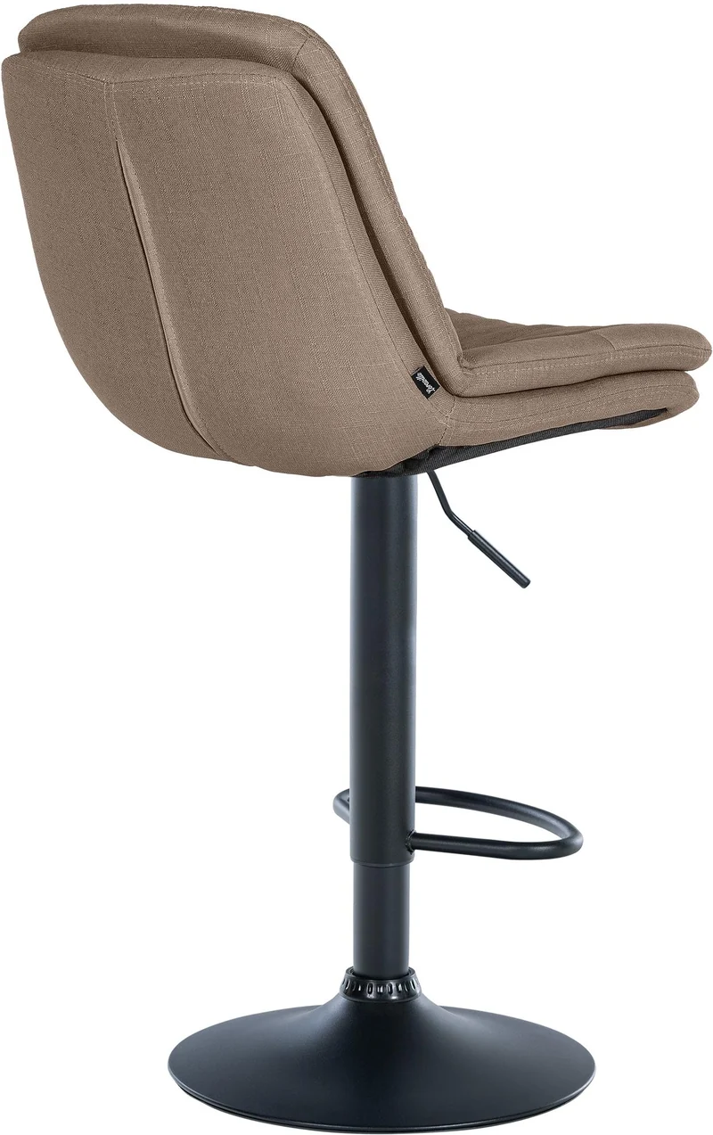Tabouret chaise haute x1 pour cuisine et bar à assise moelleuse en tissu taupe cadre en métal noir 10_0005690