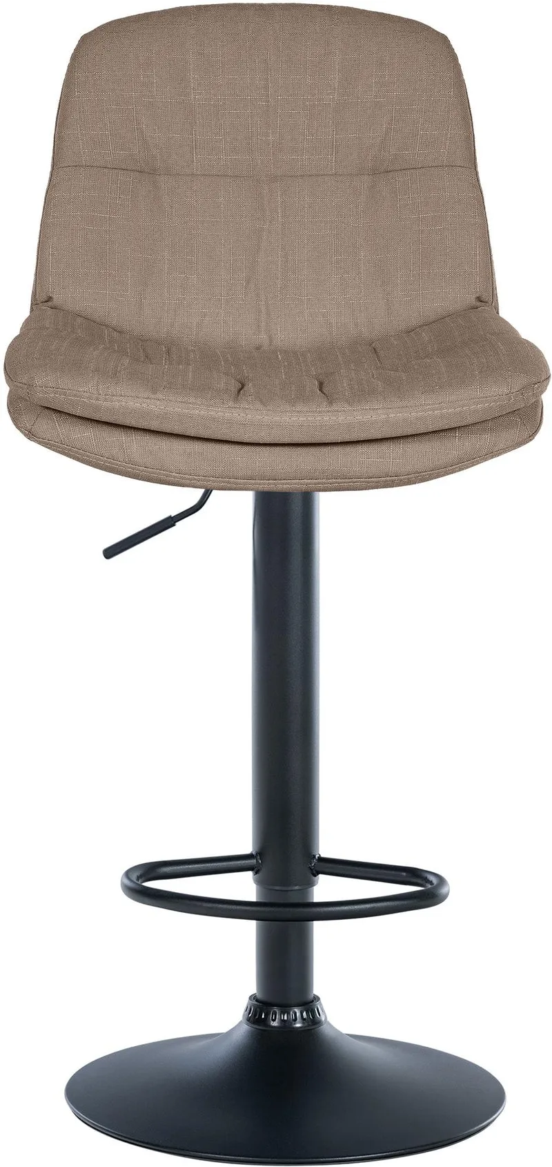 Tabouret chaise haute x1 pour cuisine et bar à assise moelleuse en tissu taupe cadre en métal noir 10_0005690