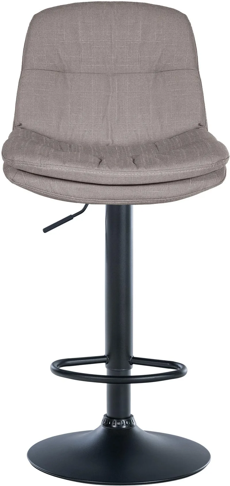 Tabouret chaise haute x1 pour cuisine et bar à assise moelleuse en tissu gris cadre en métal noir 10_0005688