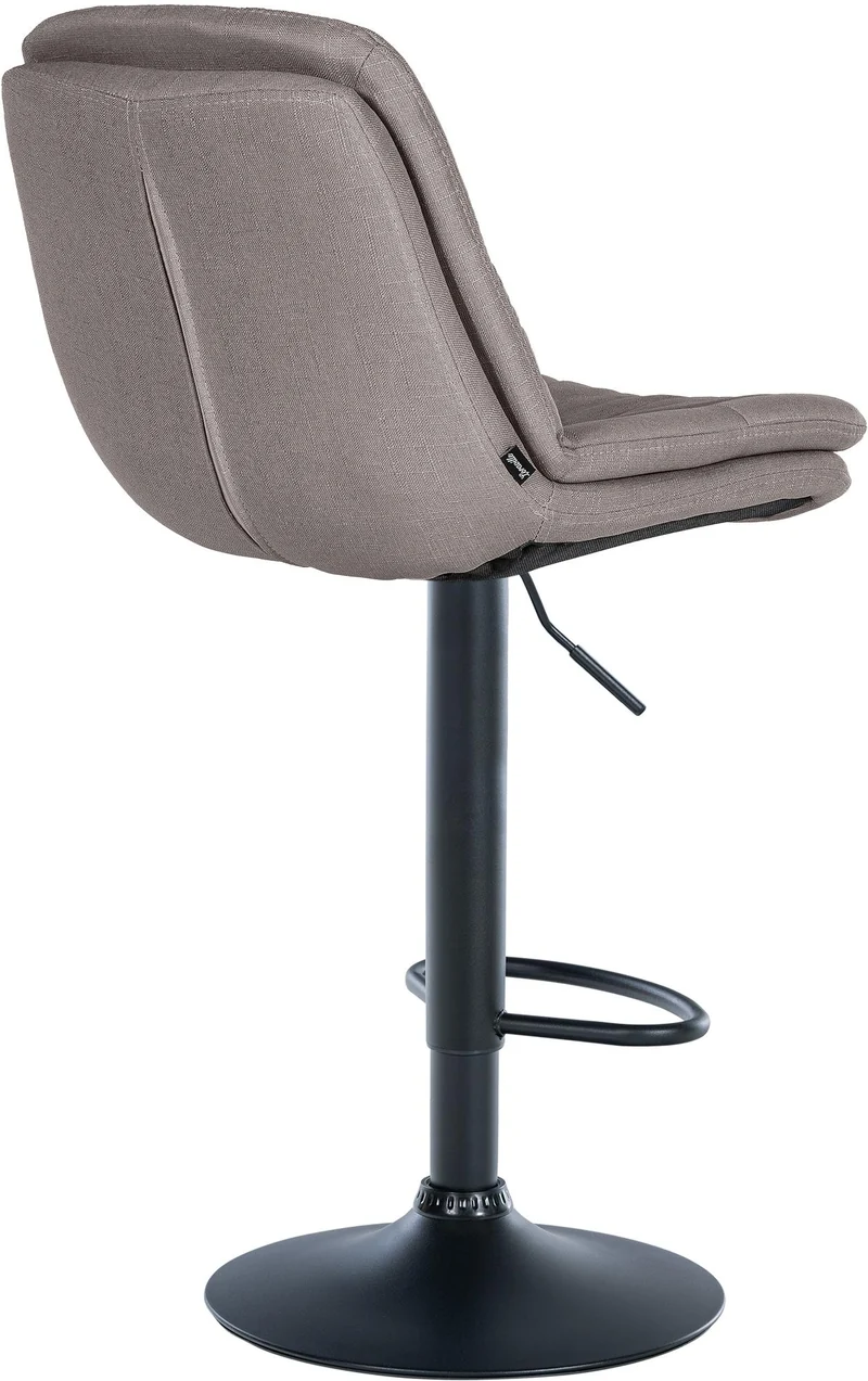 Tabouret chaise haute x1 pour cuisine et bar à assise moelleuse en tissu gris cadre en métal noir 10_0005688