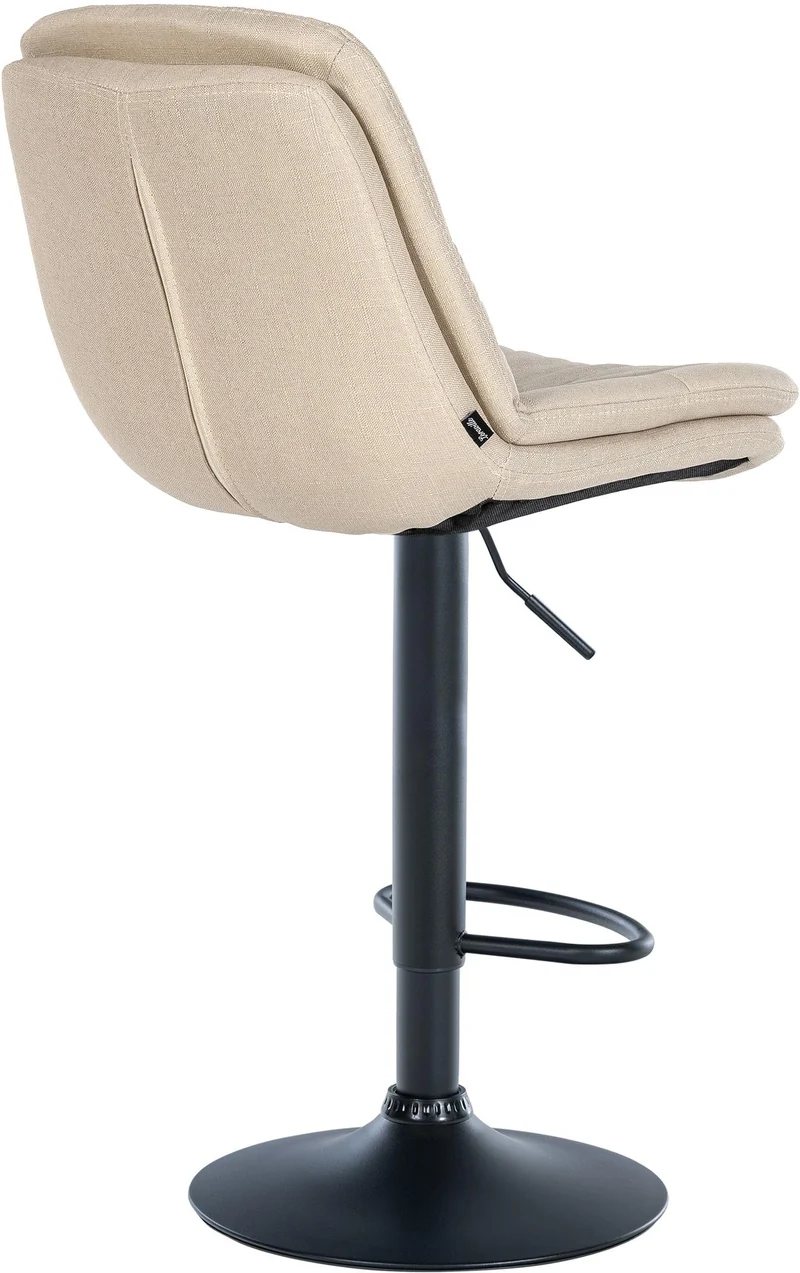 Tabouret chaise haute x1 pour cuisine et bar à assise moelleuse en tissu crème cadre en métal noir 10_0005687