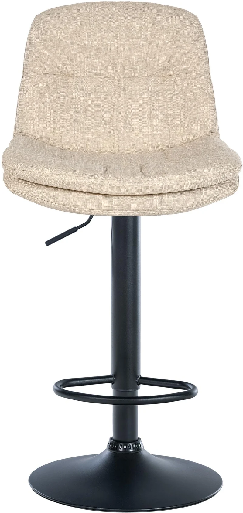 Tabouret chaise haute x1 pour cuisine et bar à assise moelleuse en tissu crème cadre en métal noir 10_0005687
