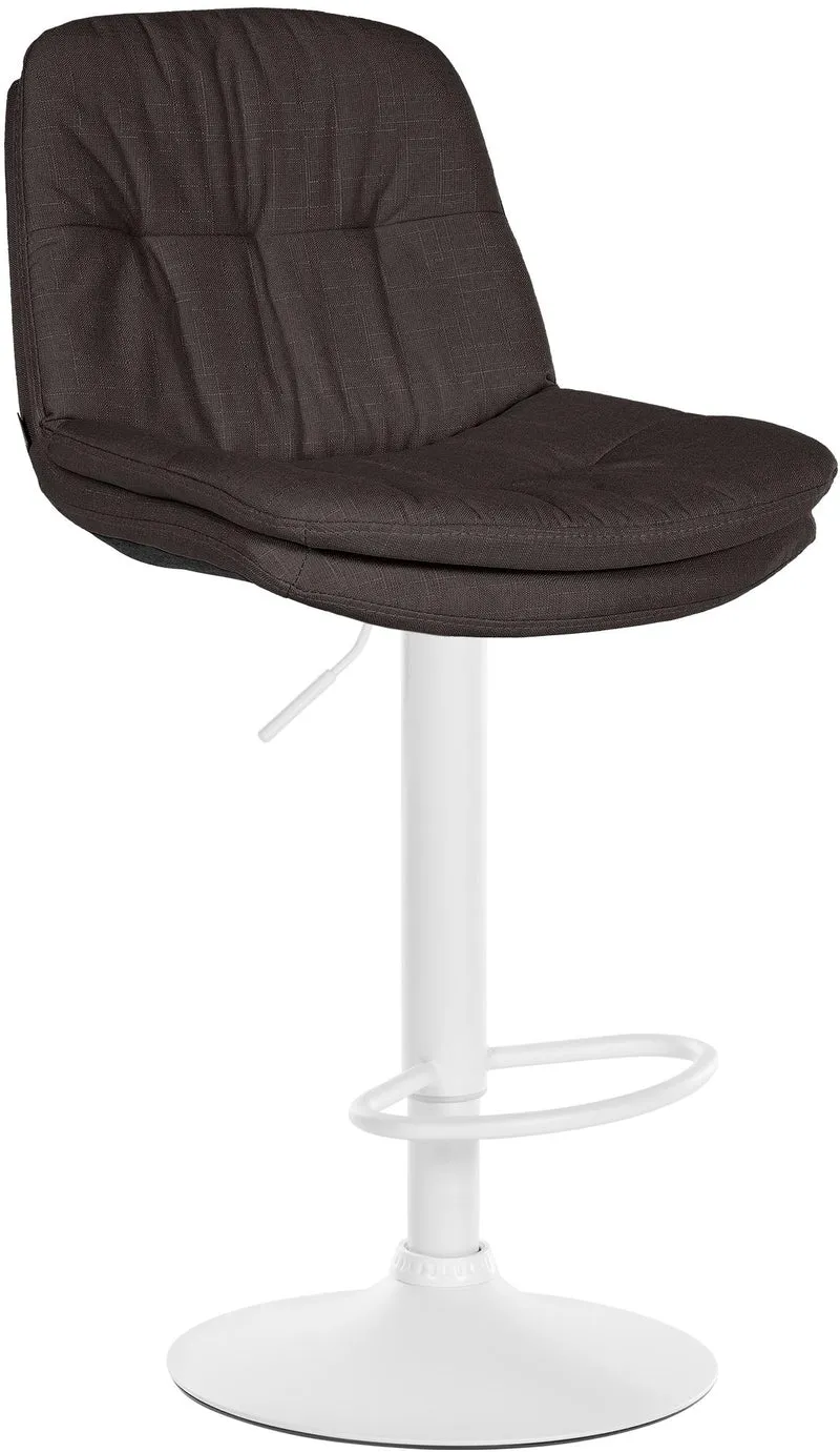 Tabouret chaise haute x1 pour cuisine et bar à assise moelleuse en tissu gris foncé cadre en métal blanc 10_0005685