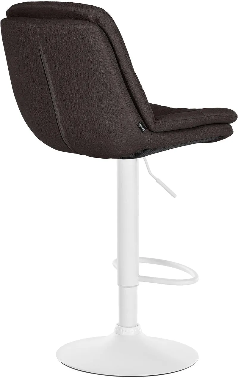 Tabouret chaise haute x1 pour cuisine et bar à assise moelleuse en tissu gris foncé cadre en métal blanc 10_0005685