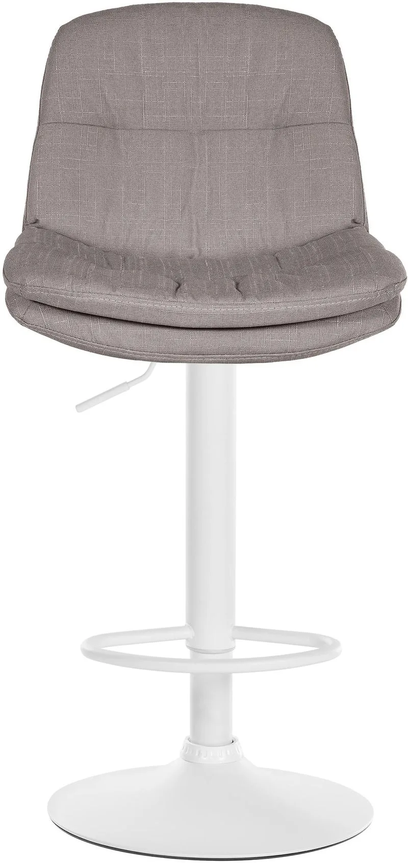 Tabouret chaise haute x1 pour cuisine et bar à assise moelleuse en tissu gris cadre en métal blanc 10_0005684