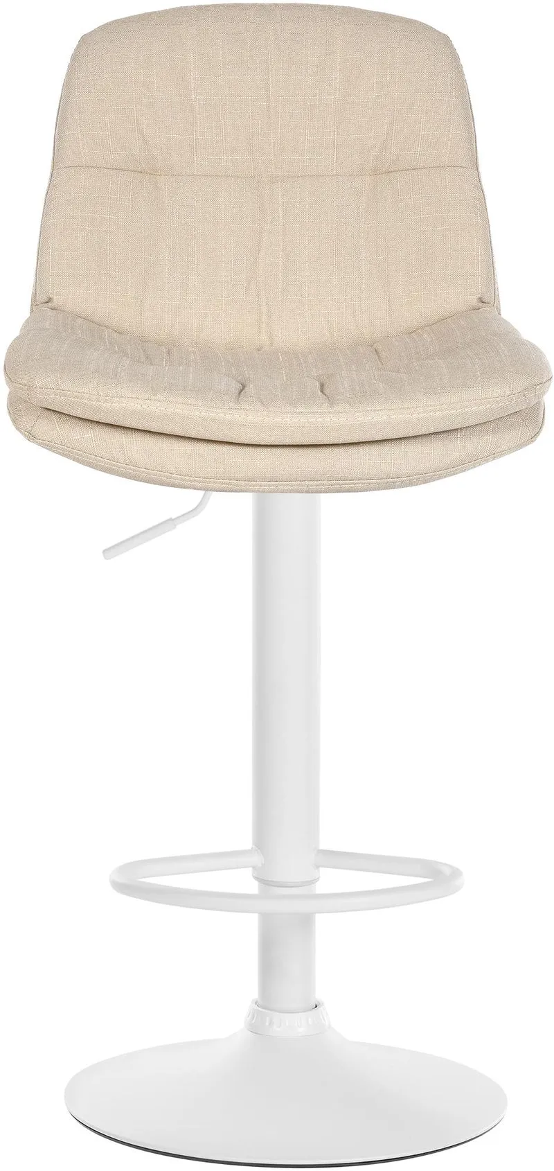 Tabouret chaise haute x1 pour cuisine et bar à assise moelleuse en tissu crème cadre en métal blanc 10_0005683