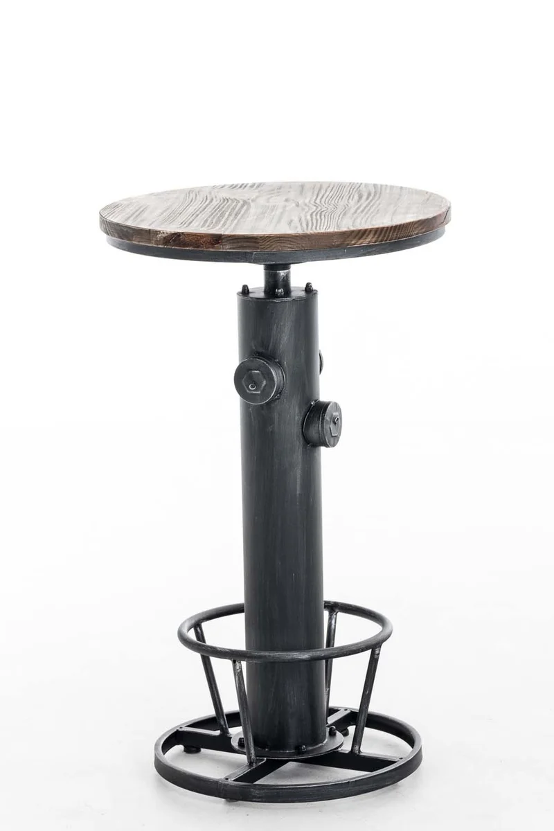 Table haute table de bar style industriel hauteur réglable 100-123 cm repose-pieds argenté TAB10024