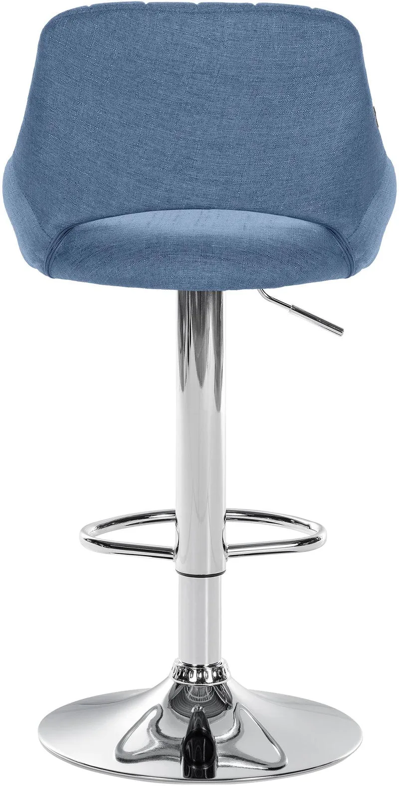 Tabouret de bar x1 réglable en hauteur en tissu bleu dossier ajouré et pied métal chromé 10_0006189