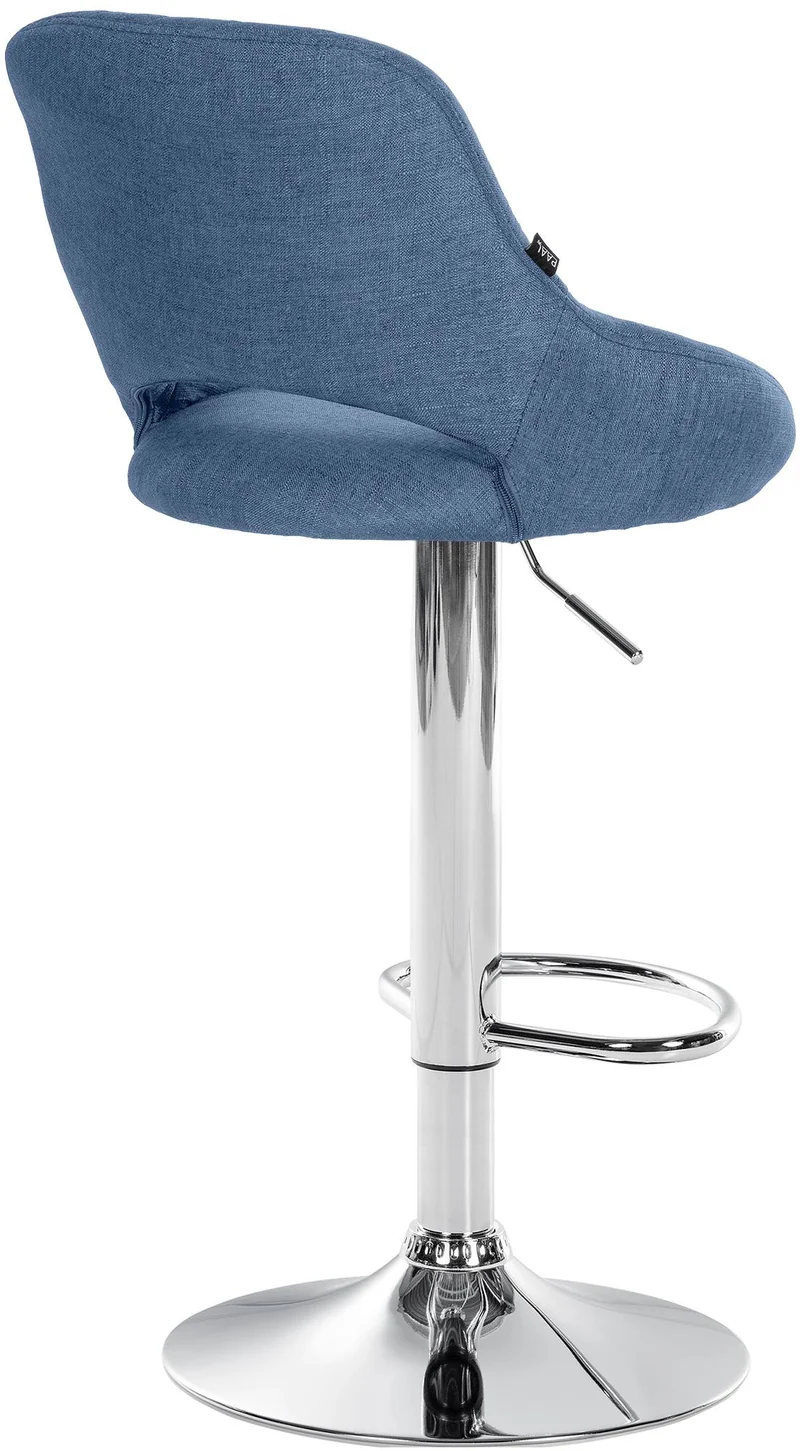Tabouret de bar x1 réglable en hauteur en tissu bleu dossier ajouré et pied métal chromé 10_0006189