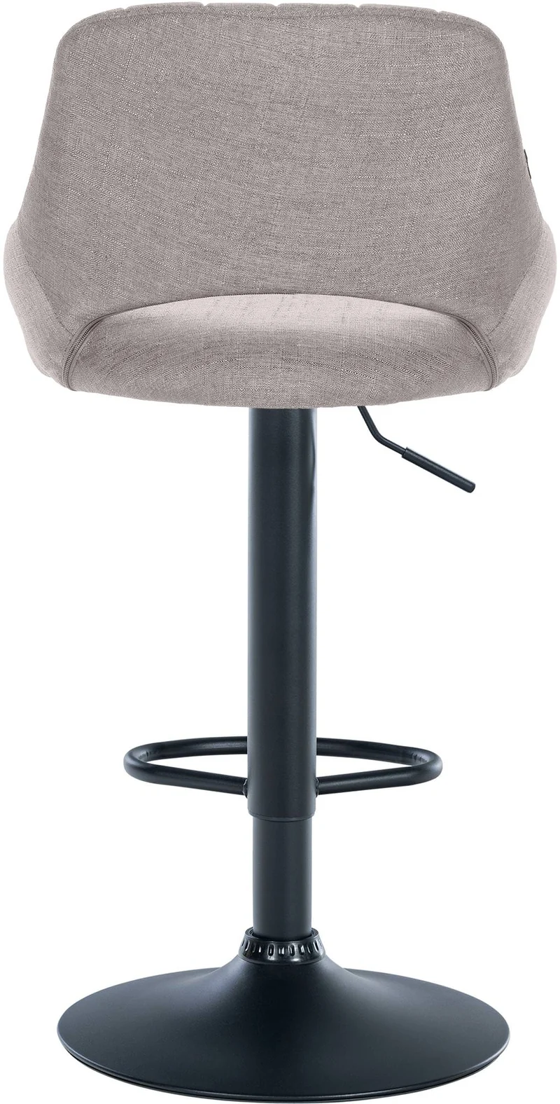 Tabouret de bar x1 réglable en hauteur en tissu gris dossier ajouré et pied métal noir 10_0005944