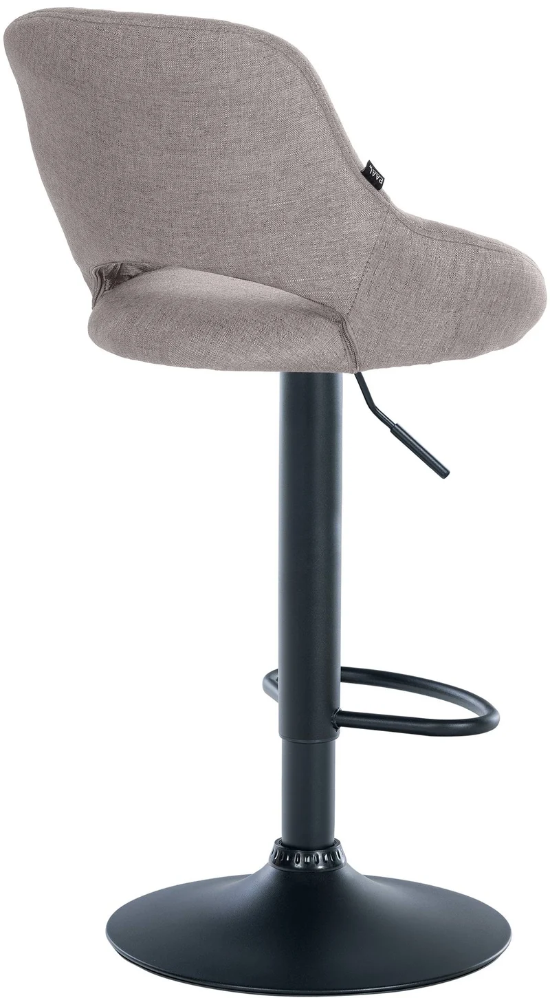 Tabouret de bar x1 réglable en hauteur en tissu gris dossier ajouré et pied métal noir 10_0005944