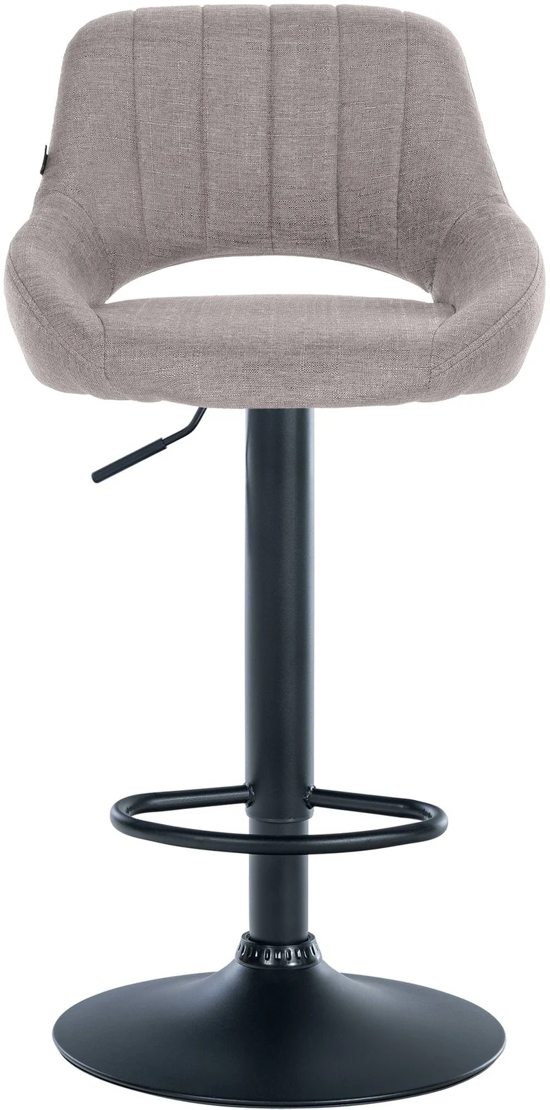 Tabouret de bar x1 réglable en hauteur en tissu gris dossier ajouré et pied métal noir 10_0005944