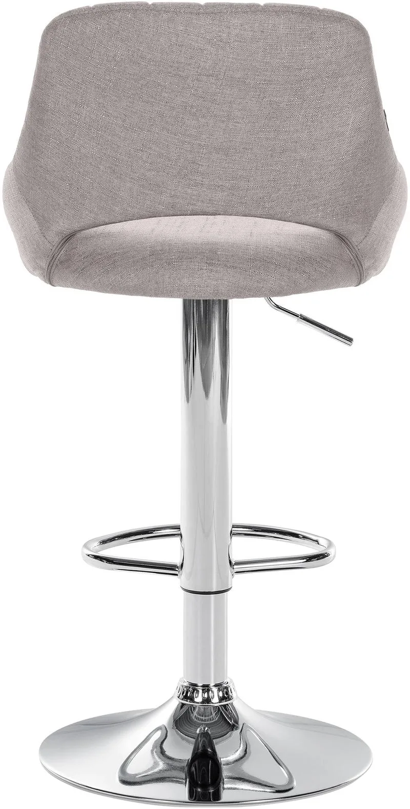 Tabouret de bar x1 réglable en hauteur en tissu gris dossier ajouré et pied métal chromé 10_0005943