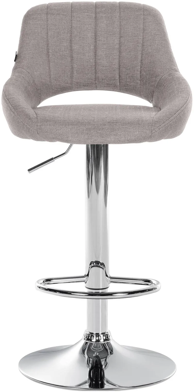 Tabouret de bar x1 réglable en hauteur en tissu gris dossier ajouré et pied métal chromé 10_0005943
