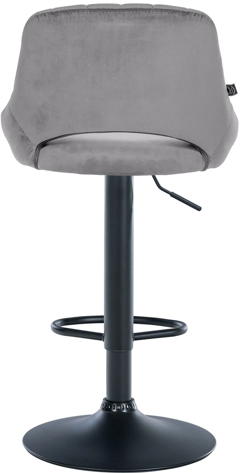 Tabouret de bar x1 réglable en hauteur en velours gris foncé dossier ajouré et pied métal noir 10_0005737