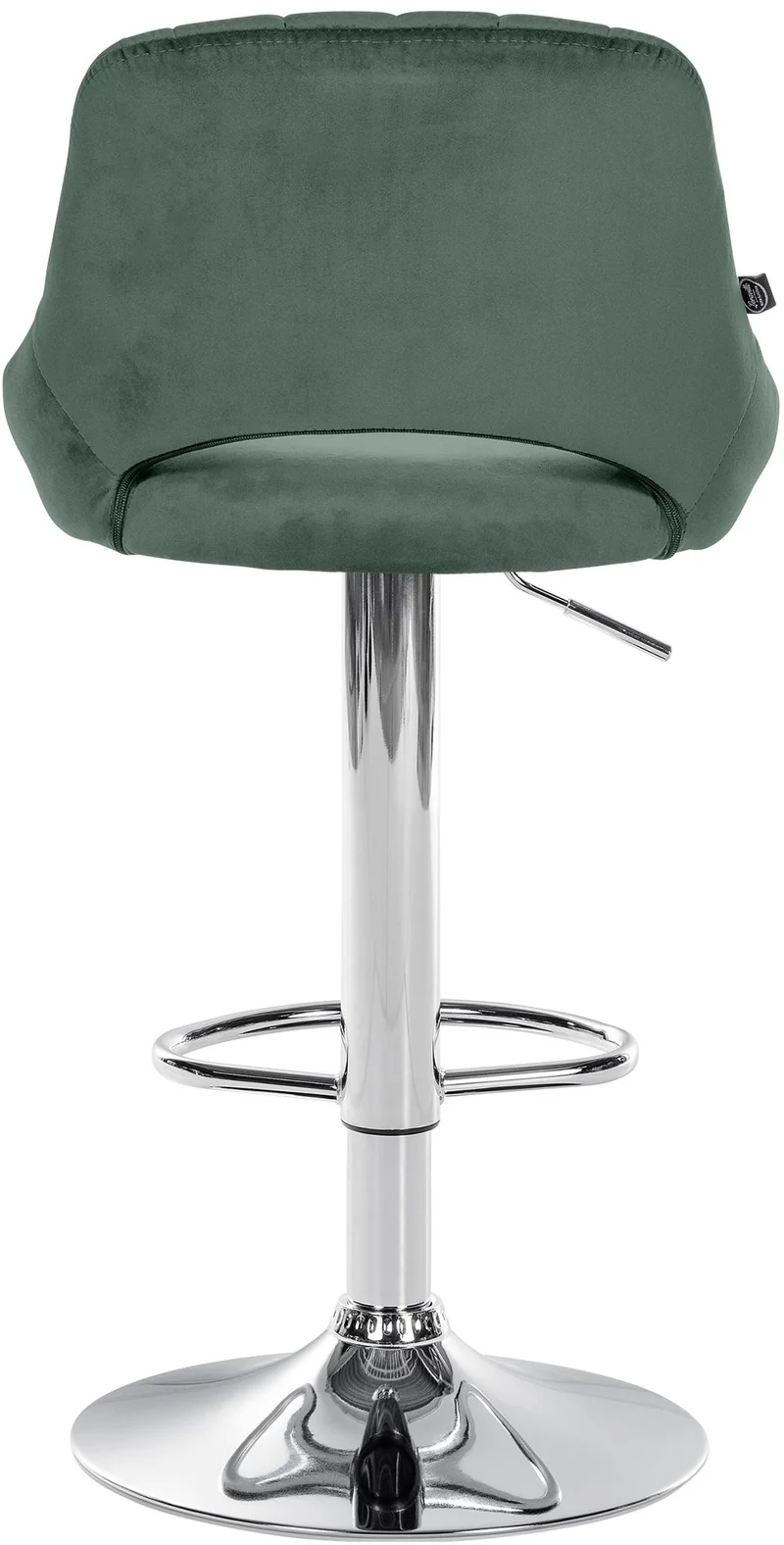 Tabouret de bar x1 réglable en hauteur en velours vert dossier ajouré et pied métal chromé 10_0005733