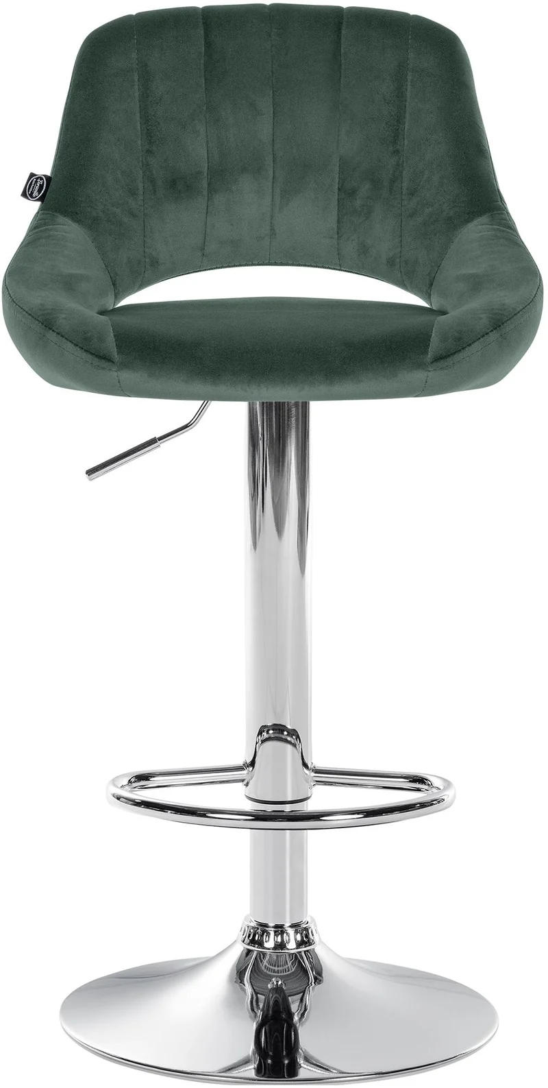 Tabouret de bar x1 réglable en hauteur en velours vert dossier ajouré et pied métal chromé 10_0005733