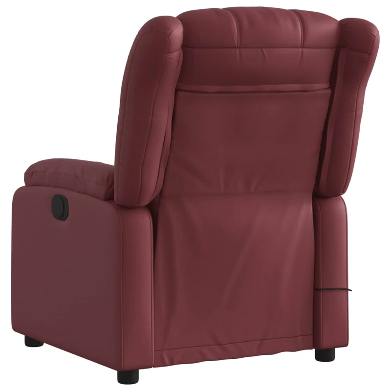 Fauteuil de relaxation TV fonction massage inclinable électrique en PVC rouge bordeaux DEC027239