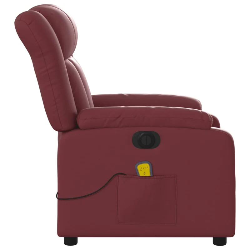 Fauteuil de relaxation TV fonction massage inclinable électrique en PVC rouge bordeaux DEC027239
