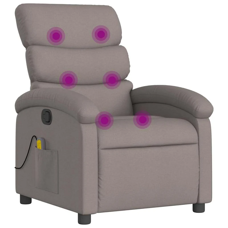 Fauteuil de relaxation TV fonction massage inclinable 6 points de massage en tissu taupe DEC027113