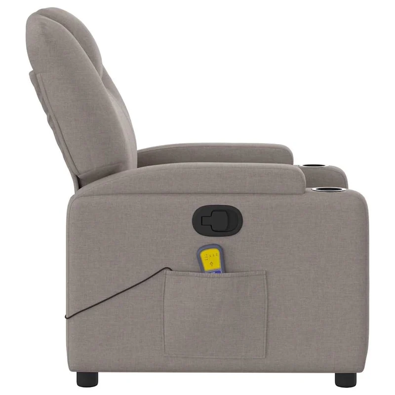 Fauteuil de relaxation TV fonction massage inclinable 6 points de massage en tissu taupe DEC027106