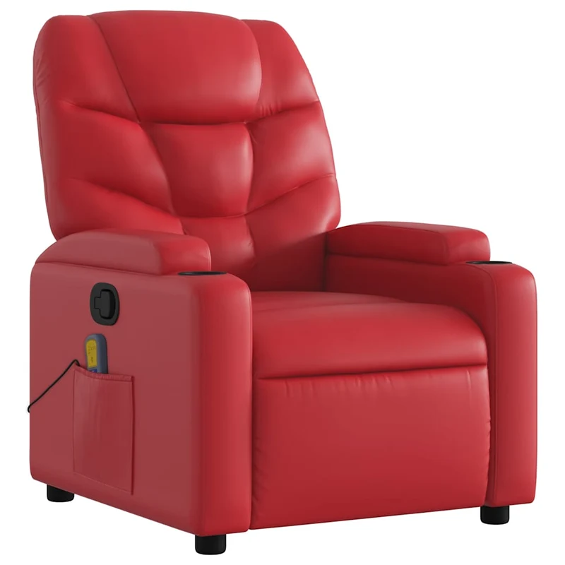 Fauteuil de relaxation TV fonction massage inclinable 6 points de massage en PVC rouge DEC027103