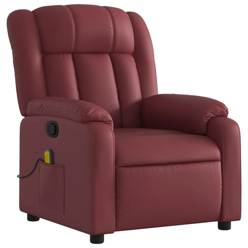 Fauteuil de relaxation TV fonction massage inclinable 6 points de massage en PVC rouge bordeaux DEC027083