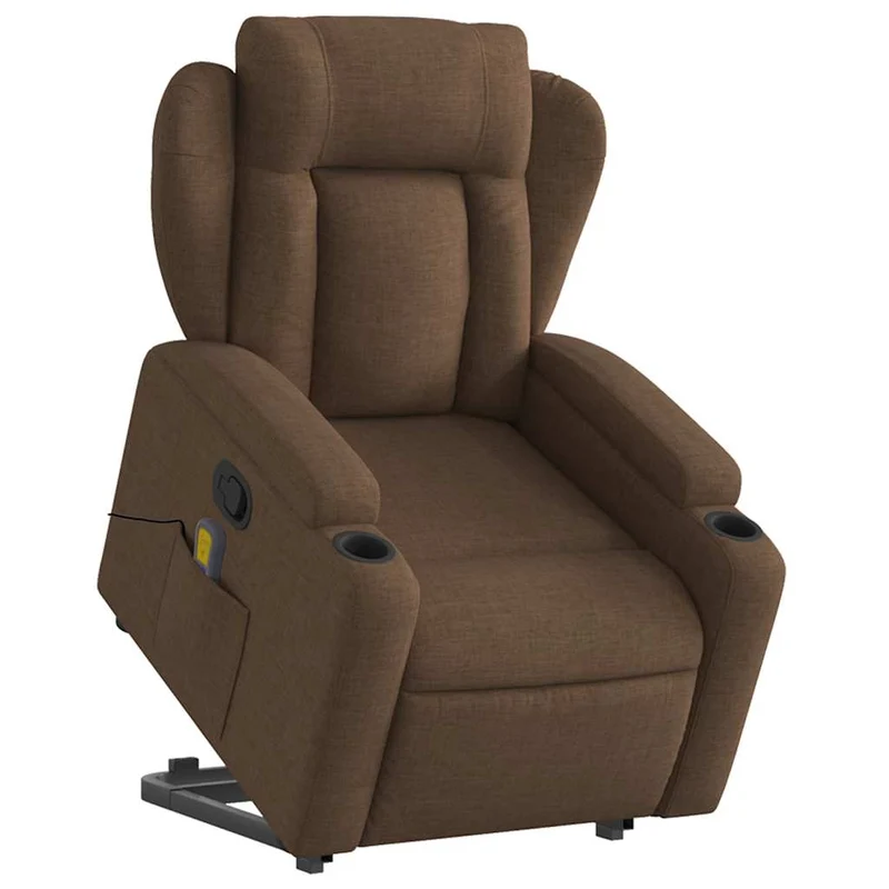 Fauteuil de relaxation TV fonction massage inclinable levage électrique en tissu marron DEC027015