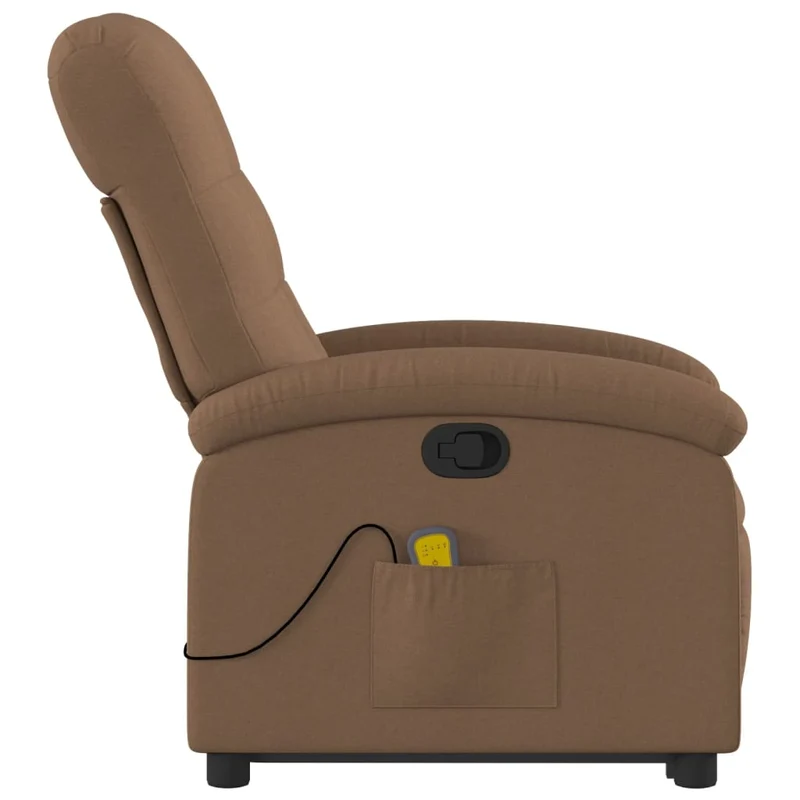 Fauteuil de relaxation TV fonction massage inclinable levage électrique en tissu marron DEC027009