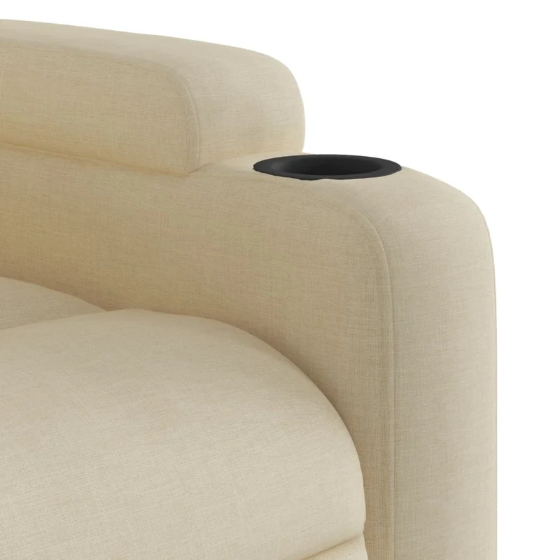 Fauteuil de relaxation TV fonction massage inclinable 6 points de massage en tissu crème DEC026886