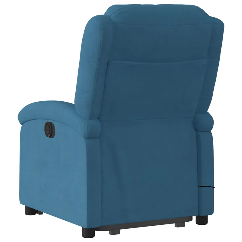 Fauteuil de relaxation TV fonction massage inclinable levage électrique en velours bleu DEC026872