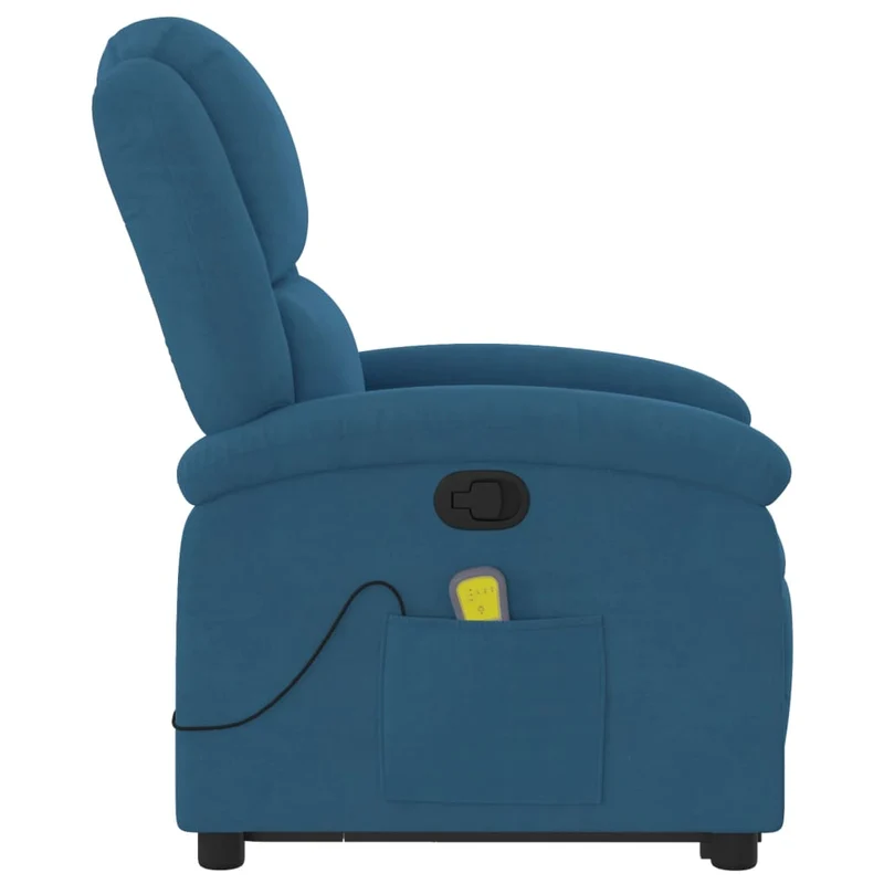 Fauteuil de relaxation TV fonction massage inclinable levage électrique en velours bleu DEC026872