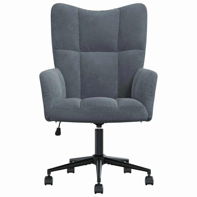Fauteuil lounge chaise de canapé sur roulettes design moderne en velours gris foncé DEC026695