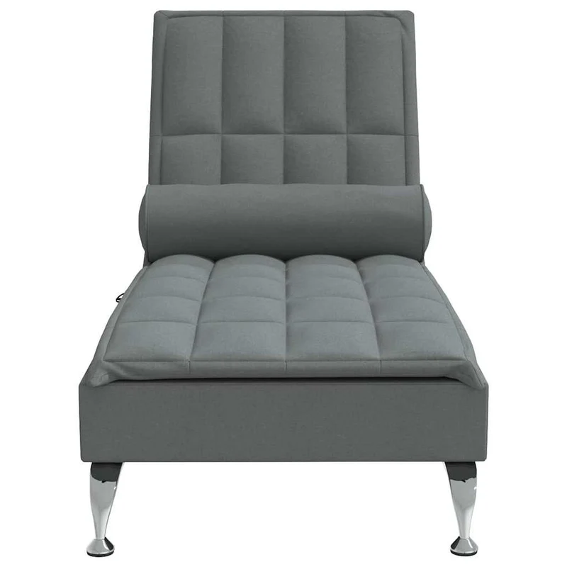 Méridienne chaise longue pour intérieur de massage avec traversin en tissu gris foncé DEC026149