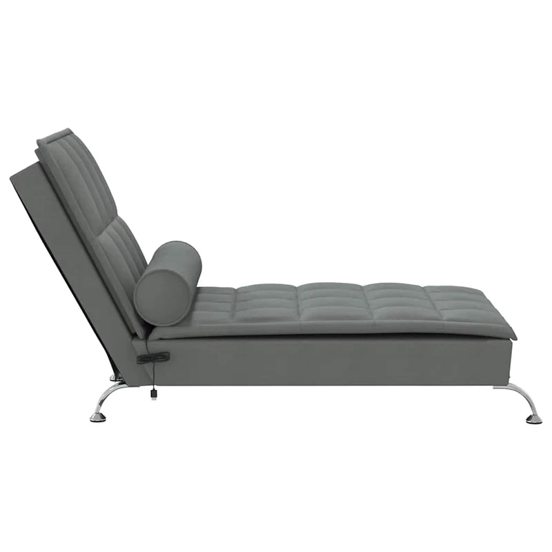 Méridienne chaise longue pour intérieur de massage avec traversin en tissu gris foncé DEC026149