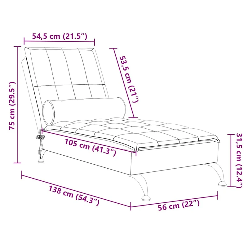 Méridienne chaise longue pour intérieur de massage avec traversin en tissu gris foncé DEC026149
