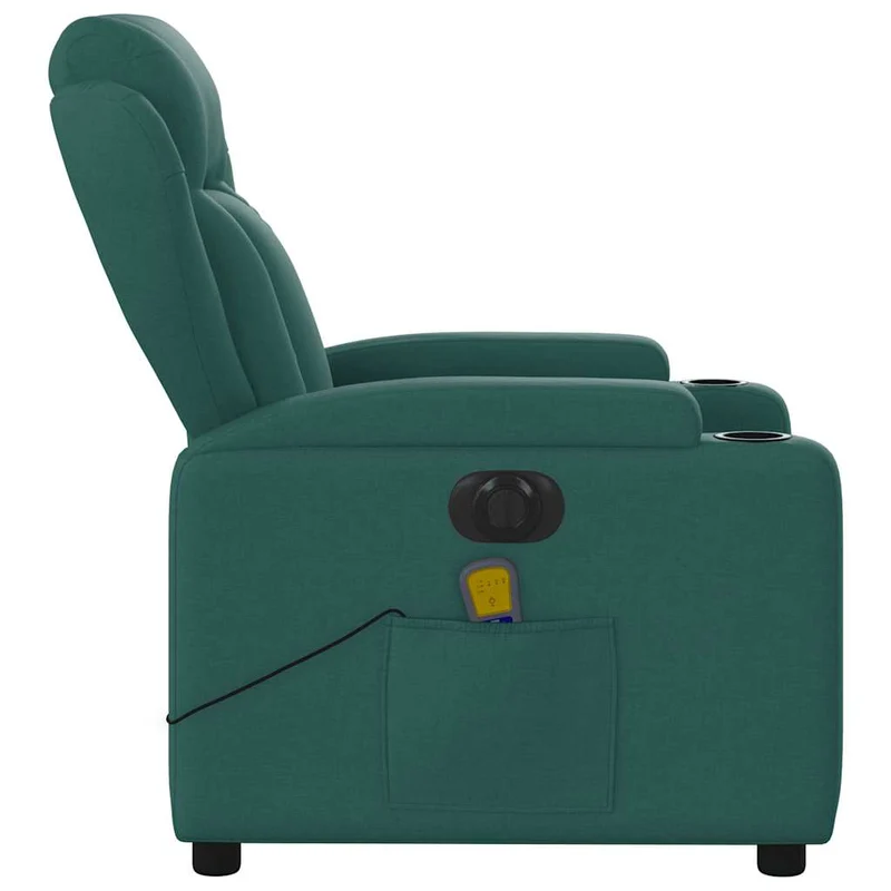 Fauteuil de relaxation TV fonction massage inclinable électrique 6 points de massage en tissu vert foncé DEC027281