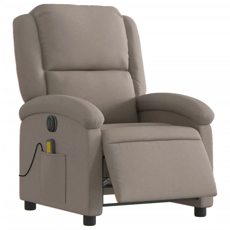 Fauteuil de relaxation TV fonction massage inclinable électrique 6 points de massage en tissu taupe DEC027264