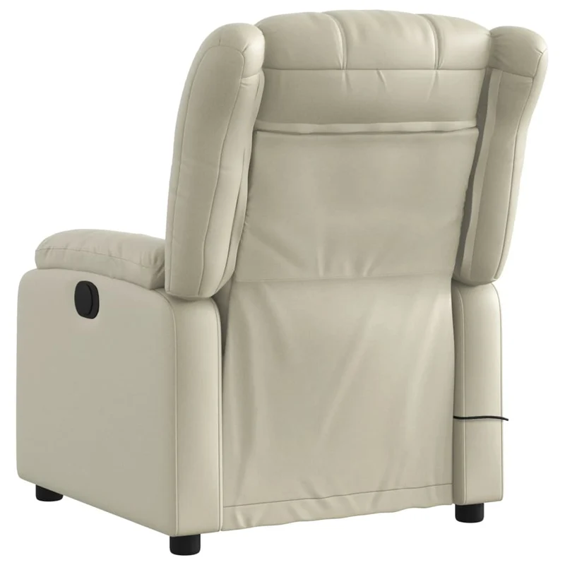 Fauteuil de relaxation TV fonction massage inclinable électrique 6 points de massage en PVC crème DEC027151
