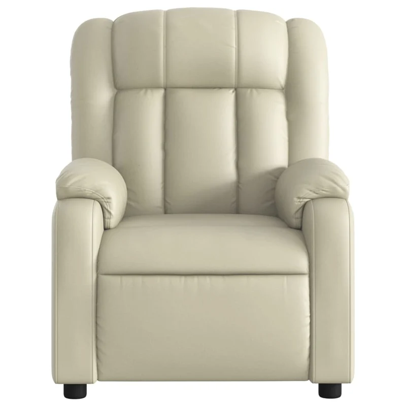 Fauteuil de relaxation TV fonction massage inclinable électrique 6 points de massage en PVC crème DEC027151