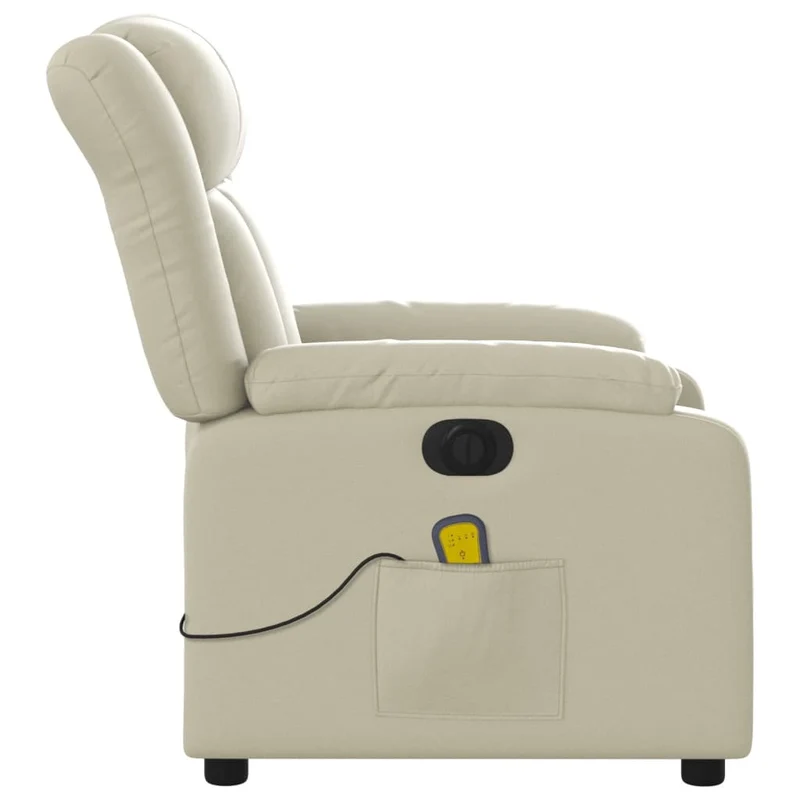 Fauteuil de relaxation TV fonction massage inclinable électrique 6 points de massage en PVC crème DEC027151