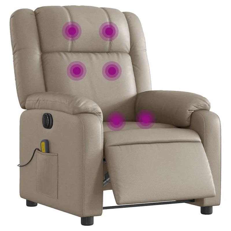 Fauteuil de relaxation TV fonction massage inclinable électrique 6 points de massage en PVC cappuccino DEC027142