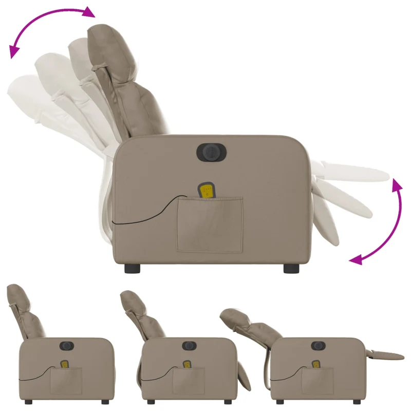 Fauteuil de relaxation TV fonction massage inclinable électrique 6 points de massage en PVC cappuccino DEC027139