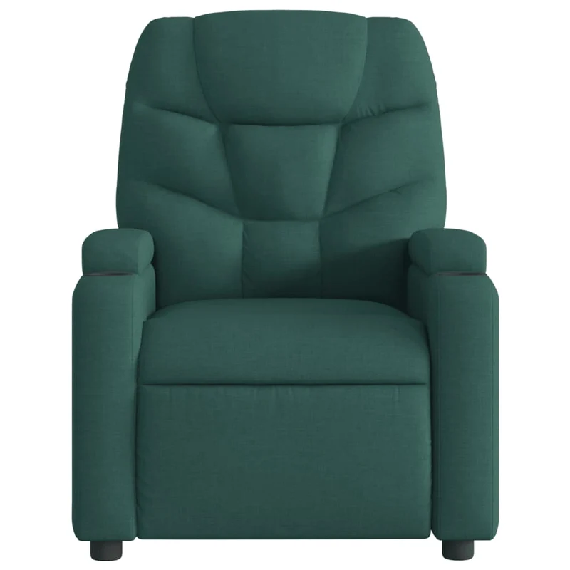 Fauteuil de relaxation TV fonction massage inclinable 6 points de massage en tissu vert foncé DEC027126