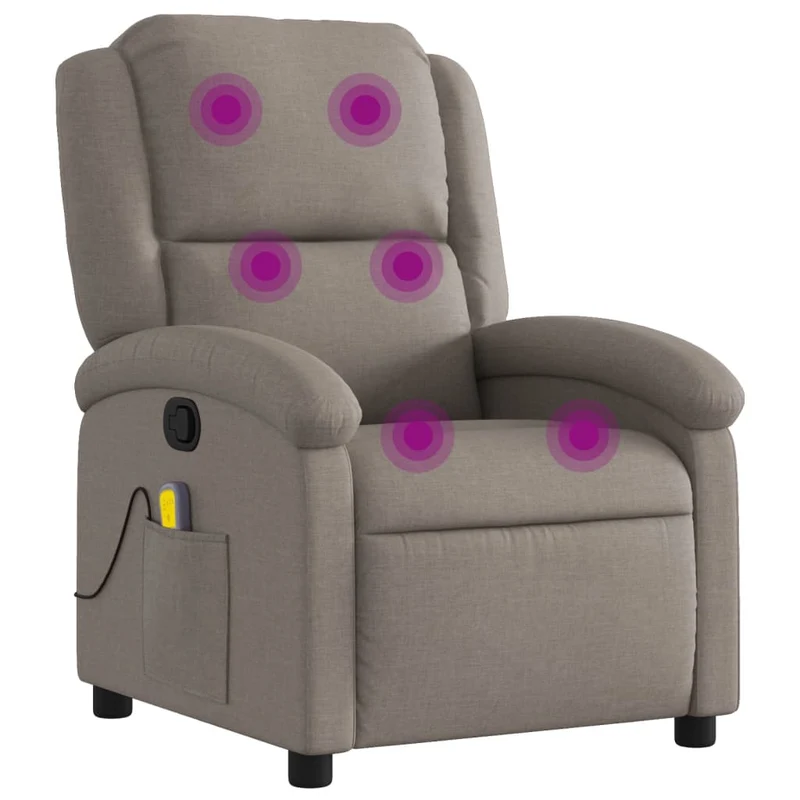 Fauteuil de relaxation TV fonction massage inclinable 6 points de massage en tissu taupe DEC027107